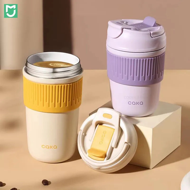 Mijia 350ml/450ml Double Ceramic Coffee Insulation Cup Leak-proof and Non-slip Car Vacuum Bottle Travel Insulation Cup Kettle